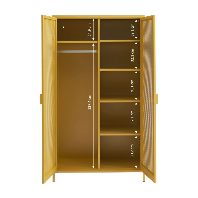 PANTONE-Schrank aus Metall in Senfgelb, 2-türig