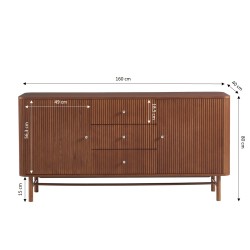 Buffet SKANSEN placage chêne teinté noyer 160cm