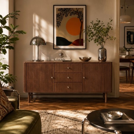 Credenza SKANSEN in impiallacciatura di rovere tinto noce 160 cm
