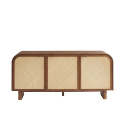Sideboard LUA, Eschenfurnier mit Rattan-Optik, 3 Türen, 165 cm