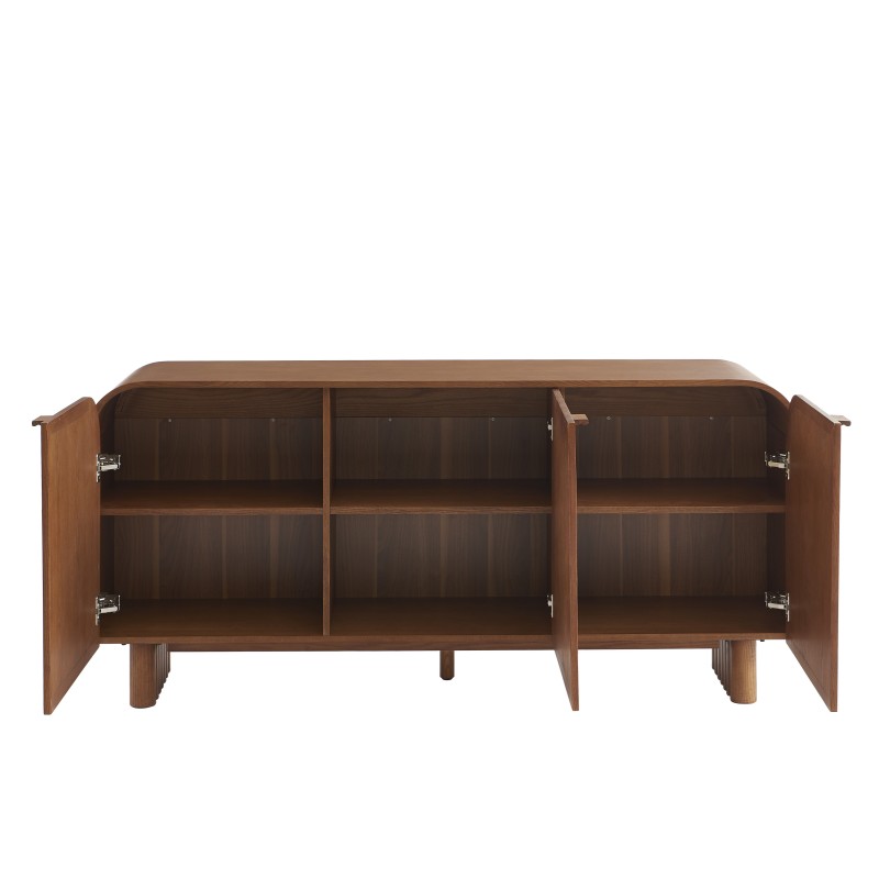 Sideboard LUA, Eschenfurnier mit Rattan-Optik, 3 Türen, 165 cm
