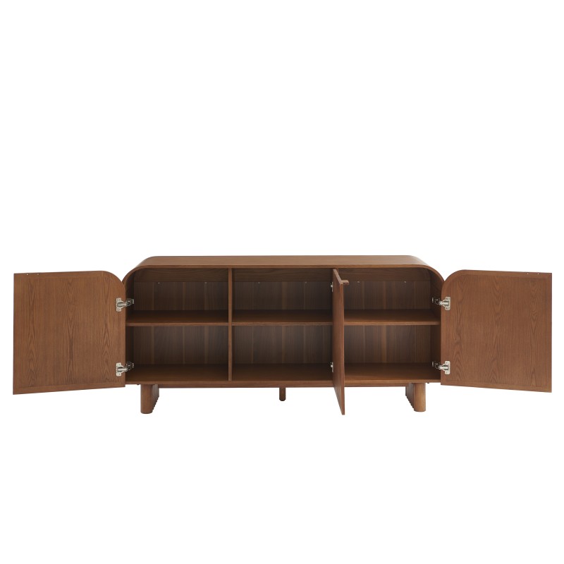 Sideboard LUA, Eschenfurnier mit Rattan-Optik, 3 Türen, 165 cm