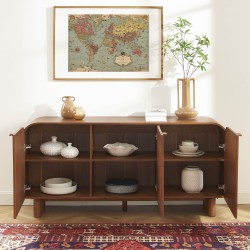 Sideboard LUA, Eschenfurnier mit Rattan-Optik, 3 Türen, 165 cm