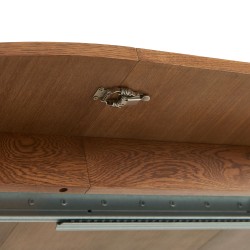Ausziehbarer runder Wohnzimmertisch MOON mit Eichenfurnier in Nussbaumfarbe, 120–200 cm