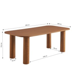 UKAA-Esstisch aus Eichenfurnier in Nussbaumfarbe, 200 cm
