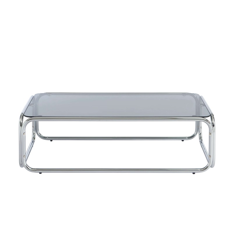 Table basse MAGGY verre trempé noir structure en chrome