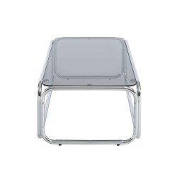Table basse MAGGY verre trempé noir structure en chrome