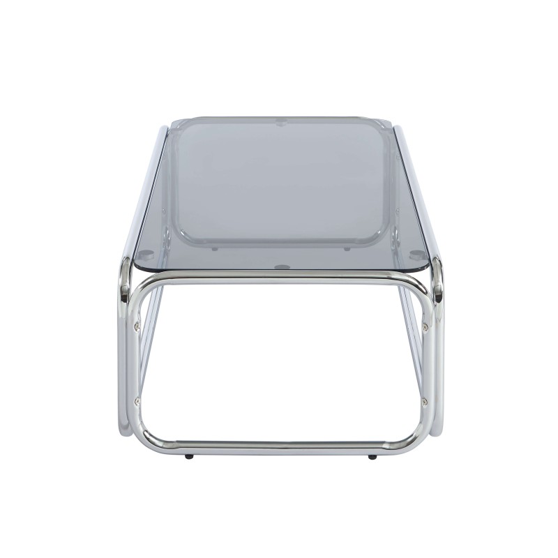 Table basse MAGGY verre trempé noir structure en chrome
