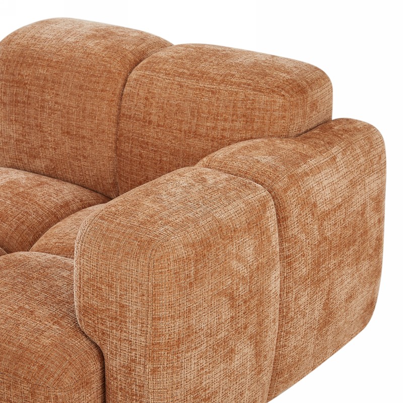 Divano ad angolo modulare ALENO a 4 posti in tessuto velluto testurizzato color terracotta