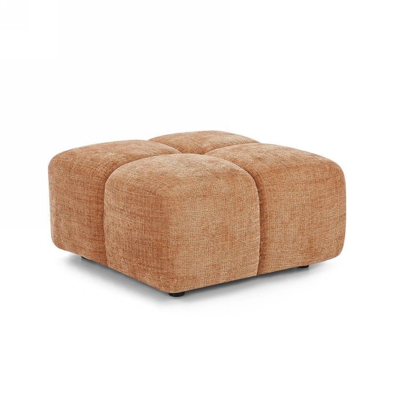 Divano ad angolo modulare ALENO a 4 posti in tessuto velluto testurizzato color terracotta