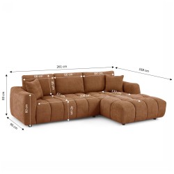Canapé d'angle droit fixe KEREA 4 places tissu chenille terracotta