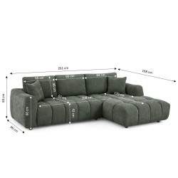 Canapé d'angle droit fixe KEREA 4 places tissu chenille vert
