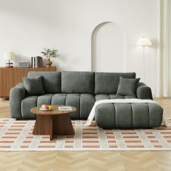 Canapé d'angle droit fixe KEREA 4 places tissu chenille vert