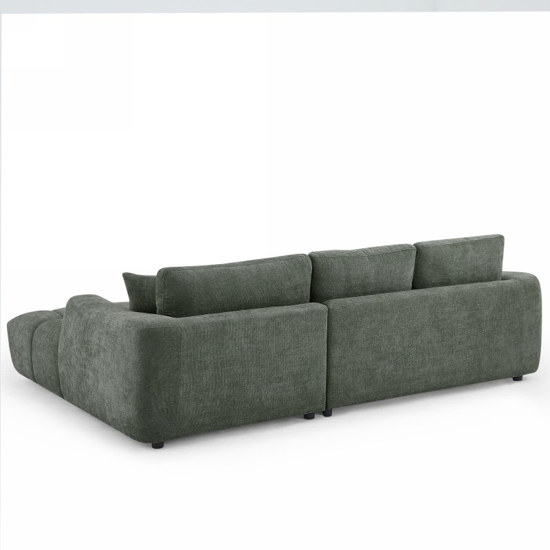 Canapé d'angle droit fixe KEREA 4 places tissu chenille vert