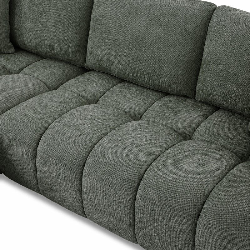 Canapé d'angle droit fixe KEREA 4 places tissu chenille vert