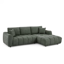 Canapé d'angle droit fixe KEREA 4 places tissu chenille vert