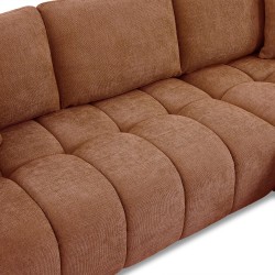 Canapé d'angle gauche fixe KEREA 4 places tissu chenille terracotta