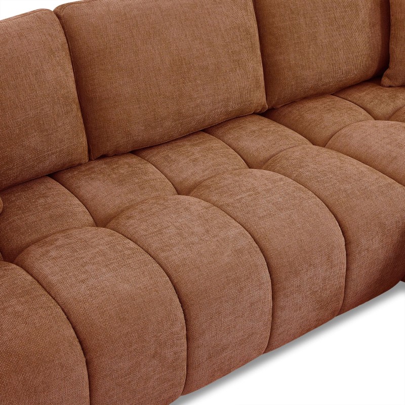 Canapé d'angle gauche fixe KEREA 4 places tissu chenille terracotta