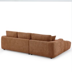Canapé d'angle gauche fixe KEREA 4 places tissu chenille terracotta