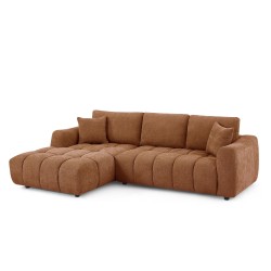 Canapé d'angle gauche fixe KEREA 4 places tissu chenille terracotta