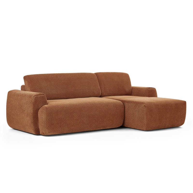 WESTA 4-Sitzer-Ecksofa (komprimiert) aus terrakottafarbenem Chenille-Stoff
