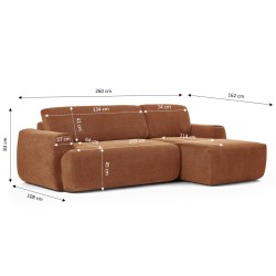 WESTA 4-Sitzer-Ecksofa (komprimiert) aus terrakottafarbenem Chenille-Stoff