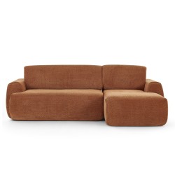 WESTA 4-Sitzer-Ecksofa (komprimiert) aus terrakottafarbenem Chenille-Stoff