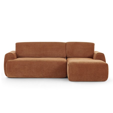 WESTA 4-Sitzer-Ecksofa (komprimiert) aus terrakottafarbenem Chenille-Stoff