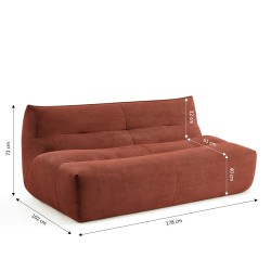 Banquette PANTONE 2 places tissu bordeaux