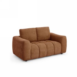 Canapé droit fixe KEREA 2 places tissu chenille terracotta