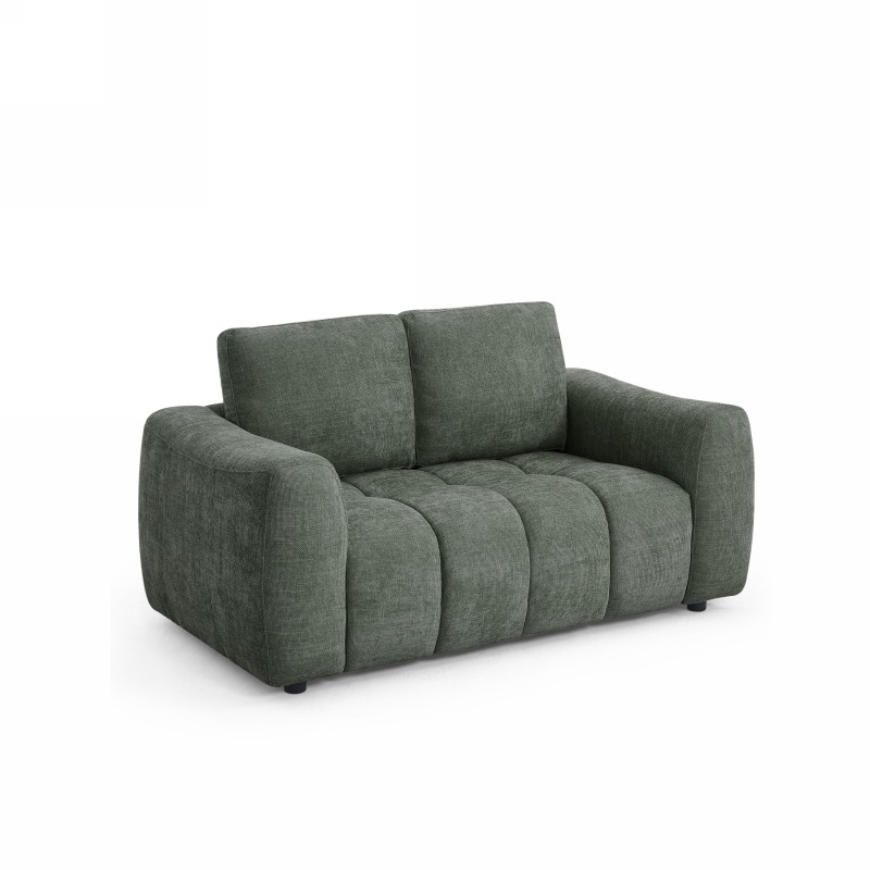 Canapé droit fixe KEREA 2 places tissu chenille vert