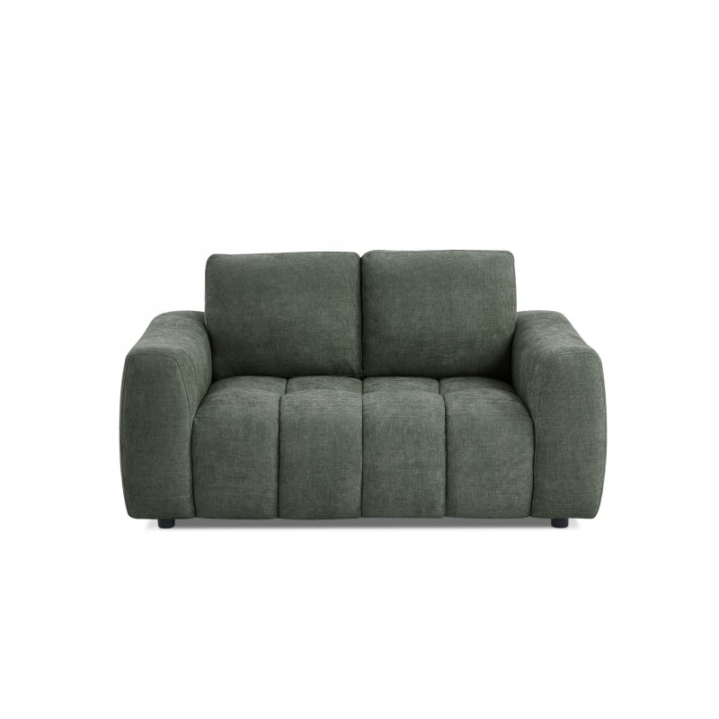 Canapé droit fixe KEREA 2 places tissu chenille vert