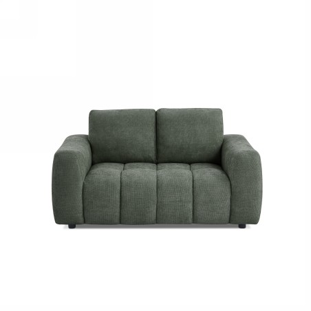 Canapé droit fixe KEREA 2 places tissu chenille vert