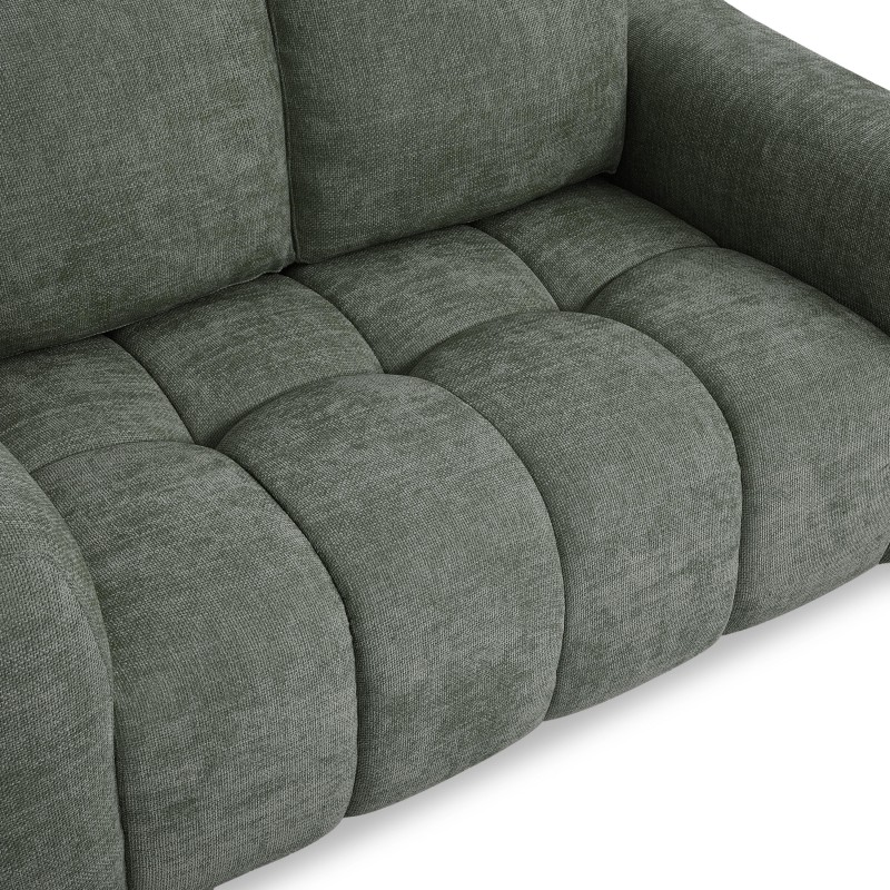 Canapé droit fixe KEREA 2 places tissu chenille vert