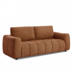 Canapé droit fixe KEREA 3 places tissu chenille terracotta