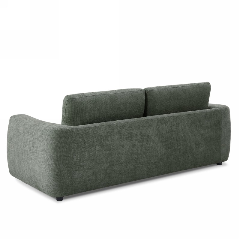 Canapé droit fixe KEREA 3 places tissu chenille vert