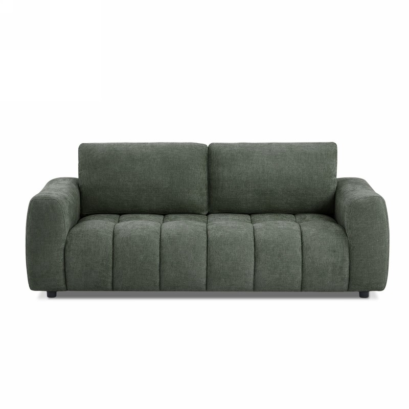 Canapé droit fixe KEREA 3 places tissu chenille vert