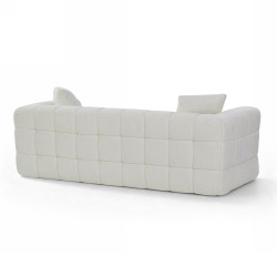 Canapé droit compressé JUPA 3 places tissu bouclette beige