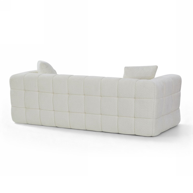 Canapé droit compressé JUPA 3 places tissu bouclette beige