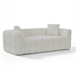 Canapé droit compressé JUPA 3 places tissu bouclette beige