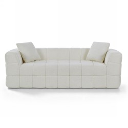 Canapé droit compressé JUPA 3 places tissu bouclette beige
