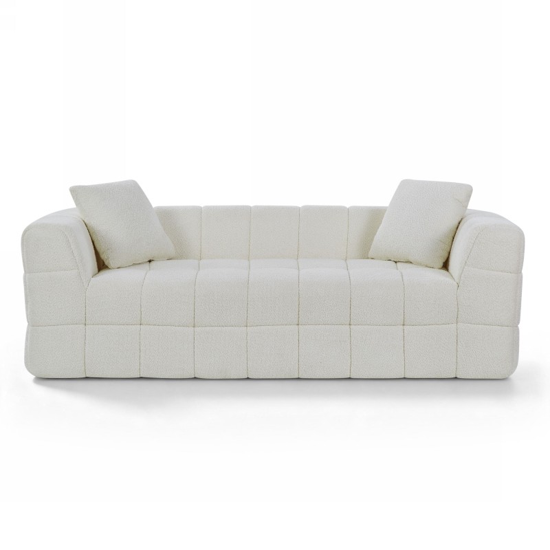Canapé droit compressé JUPA 3 places tissu bouclette beige