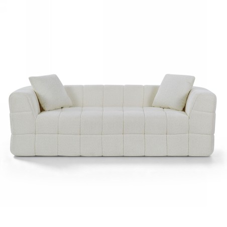 Canapé droit compressé JUPA 3 places tissu bouclette beige