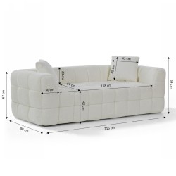 Canapé droit compressé JUPA 3 places tissu bouclette beige