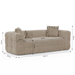 3-Sitzer-Sofa JUPA in komprimierter Ausführung, Bouclé-Stoff in Taupe