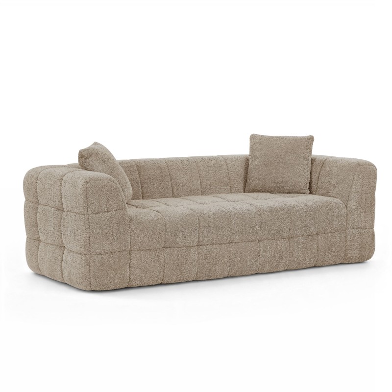 3-Sitzer-Sofa JUPA in komprimierter Ausführung, Bouclé-Stoff in Taupe