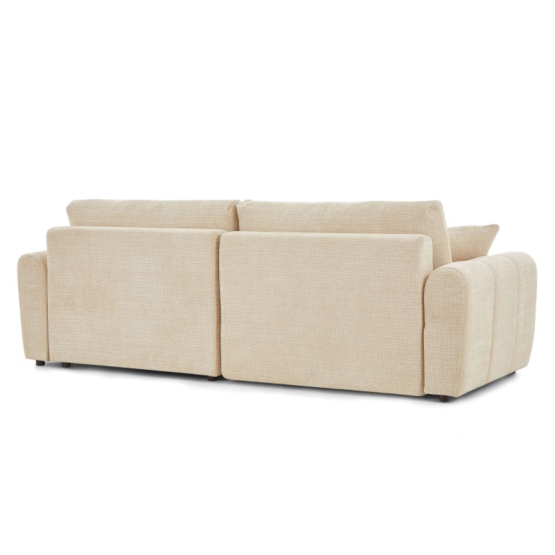 Divano ad angolo trasformabile e reversibile JONEA a 4 posti in tessuto testurizzato beige
