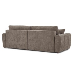 Canapé d'angle convertible et réversible JONEA 4 places tissu texturé marron