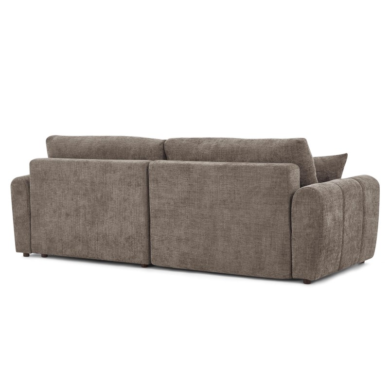 Canapé d'angle convertible et réversible JONEA 4 places tissu texturé marron