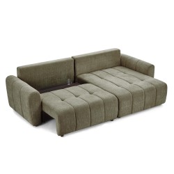 Canapé d'angle convertible et réversible JONEA 4 places tissu texturé vert